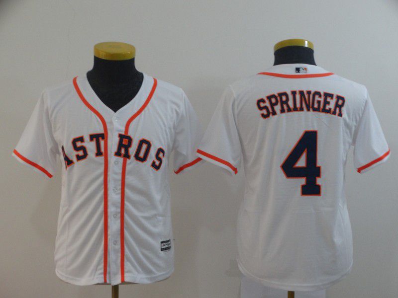 Youth Houston Astros 4 Springer White MLB Jersey